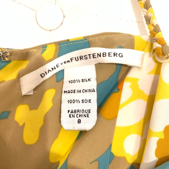 DVF Silk Multicolor Strap Dress Sz 8 - Picture 3 of 4